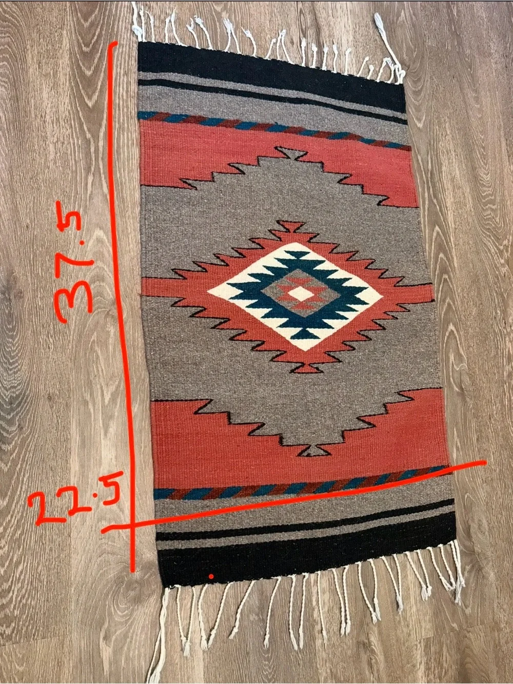 Navajo Design Tribal wool Rug,22.5x37.5 inches brand new in excellent condition